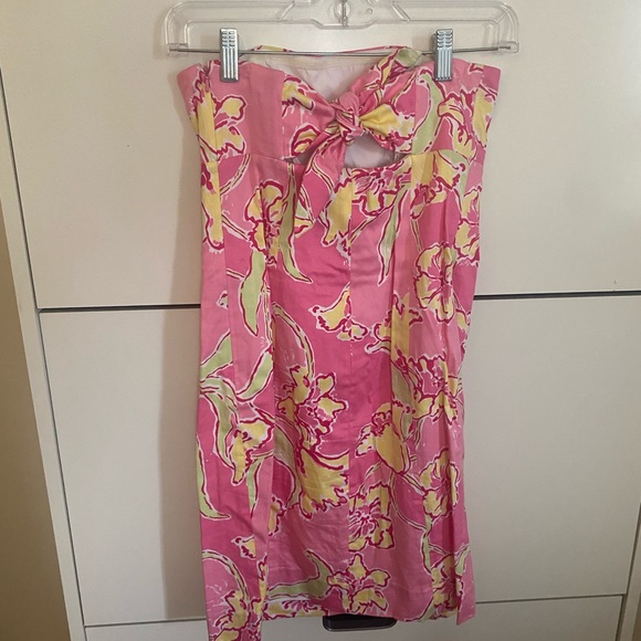 Lilly Pulitzer Hotty Pink Blossom Daylily strapless dress - Picture 2 of 4